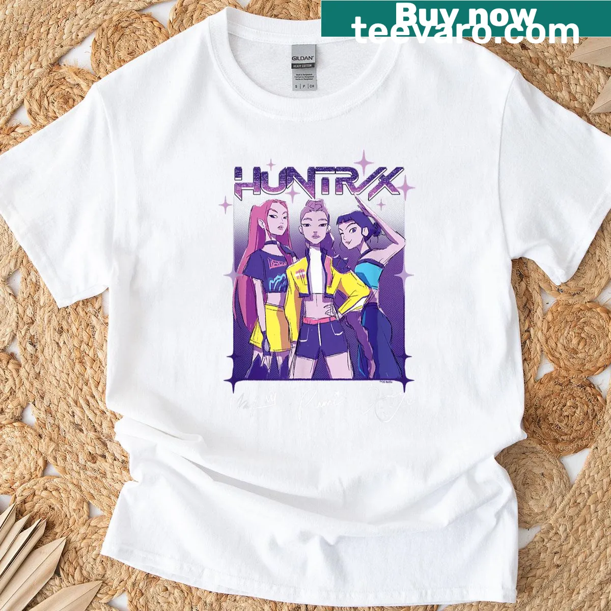 Officially licensed Huntrix t-shirt with bold gaming graphics — on a men's t-shirt