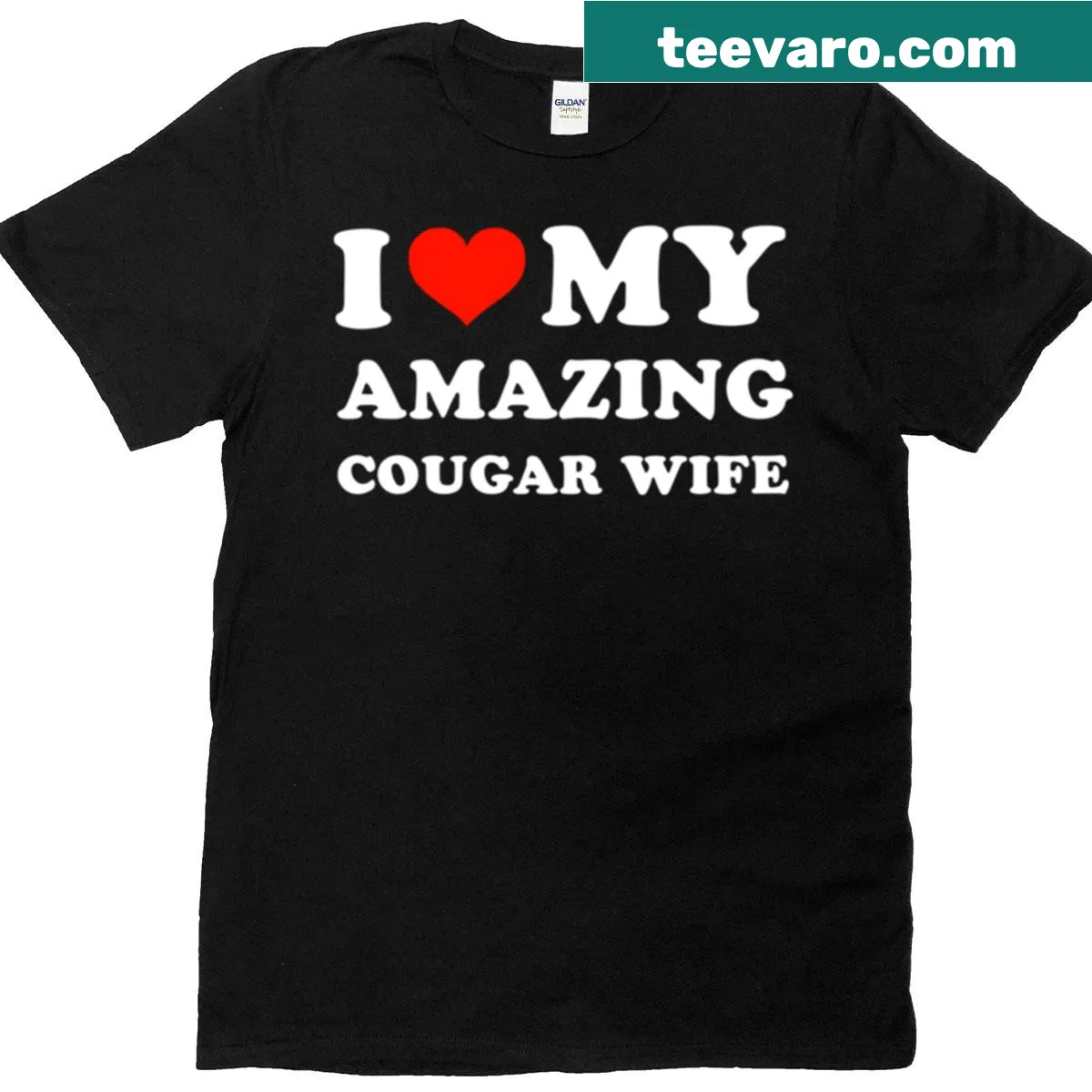 Text t-shirt expressing love for an amazing cougar wife — on a men's t-shirt