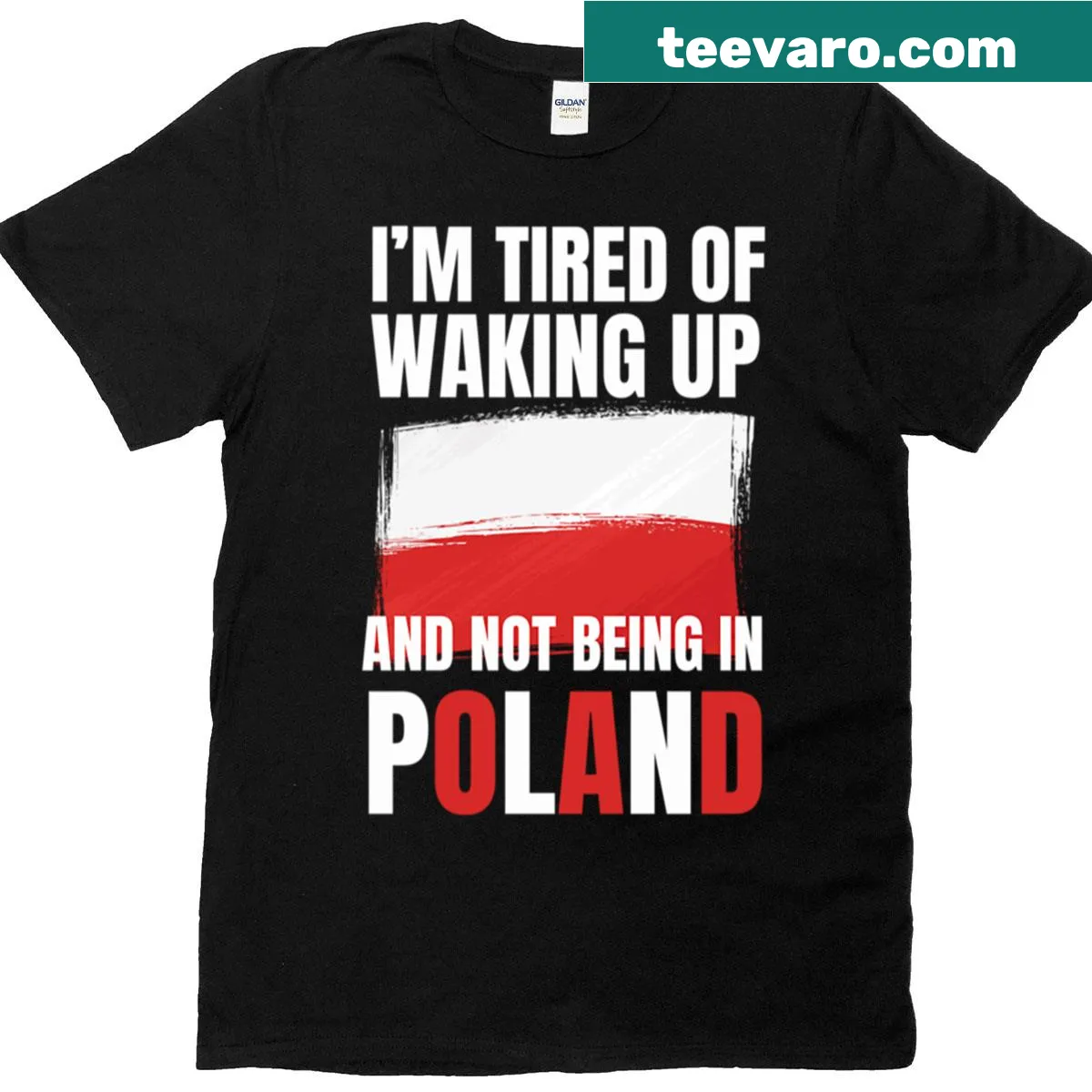 T-shirt with humorous slogan about wanting to be in Poland — on a men's t-shirt