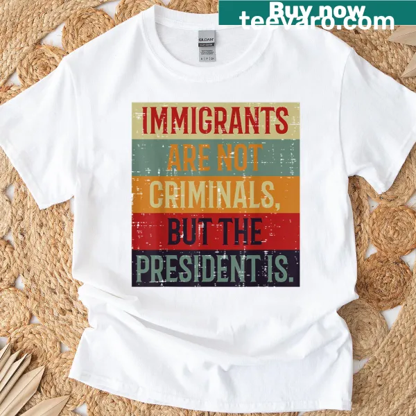 Typographic t-shirt promoting immigrant rights with retro design