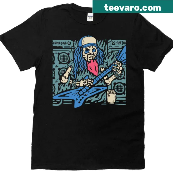Retro skeleton graphic enjoying a cocktail on t-shirt