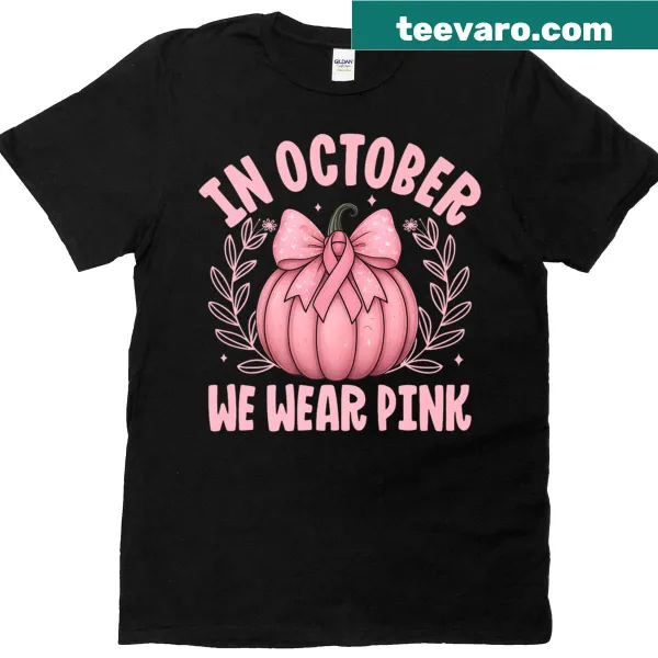 Pumpkin with pink bow design for Breast Cancer Awareness Month