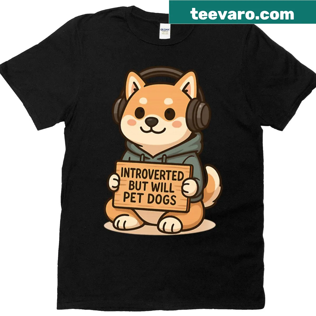 Cute Shiba Inu dog illustration t-shirt — on a men's t-shirt