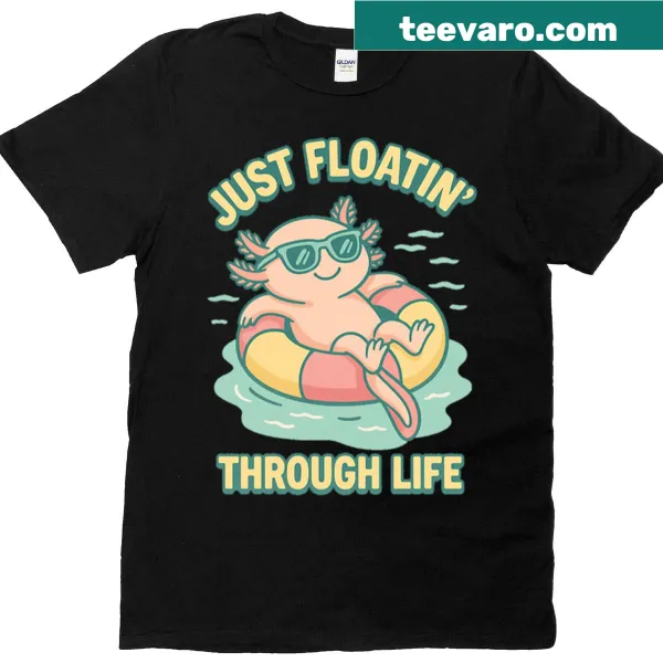 Cartoon t-shirt featuring a chill axolotl design