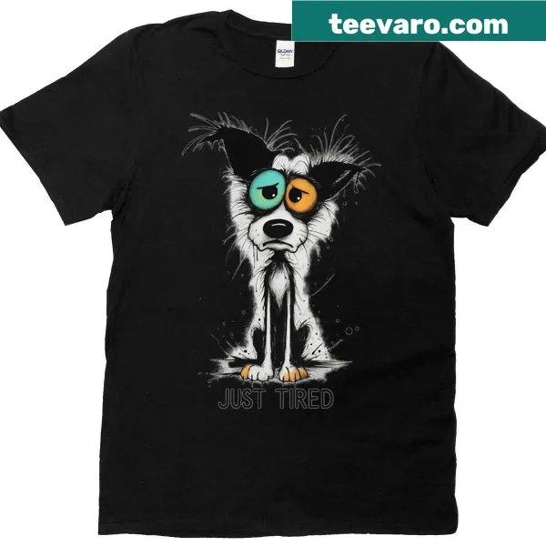Adorable moody dog illustration on a T-shirt for teens.