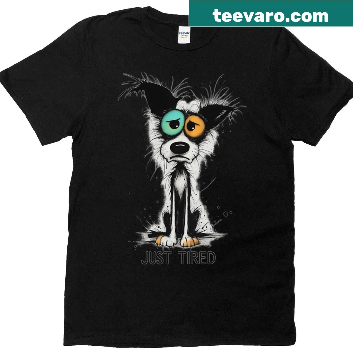 Adorable moody dog illustration on a T-shirt for teens. — on a men's t-shirt