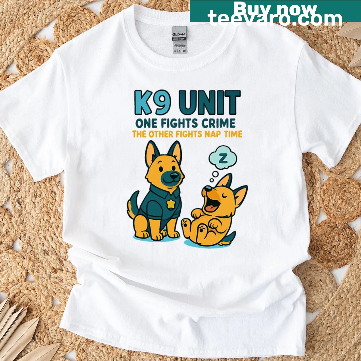 Humorous dog t-shirt featuring a witty phrase about dogs' dual roles — on a men's t-shirt