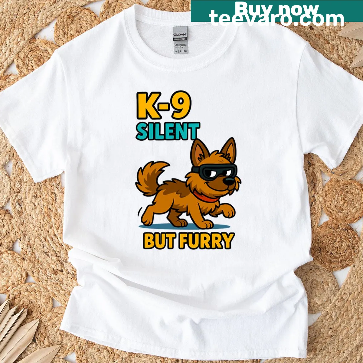 Dog-themed t-shirt with humorous quote about silent dogs — on a men's t-shirt