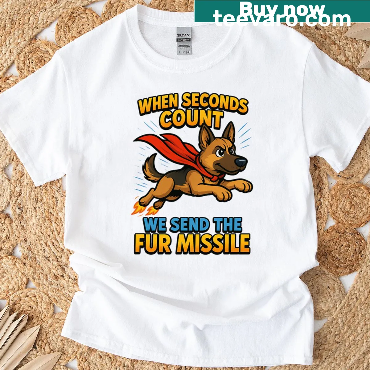 Humorous dog-themed t-shirt with a fun phrase about energetic dogs — on a men's t-shirt