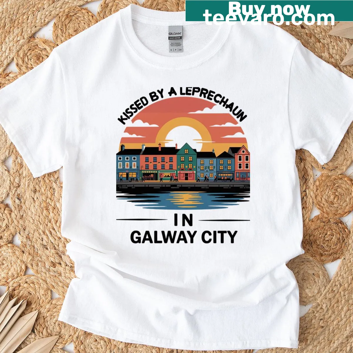Illustrative t-shirt with leprechaun graphic and humorous text. — on a men's t-shirt