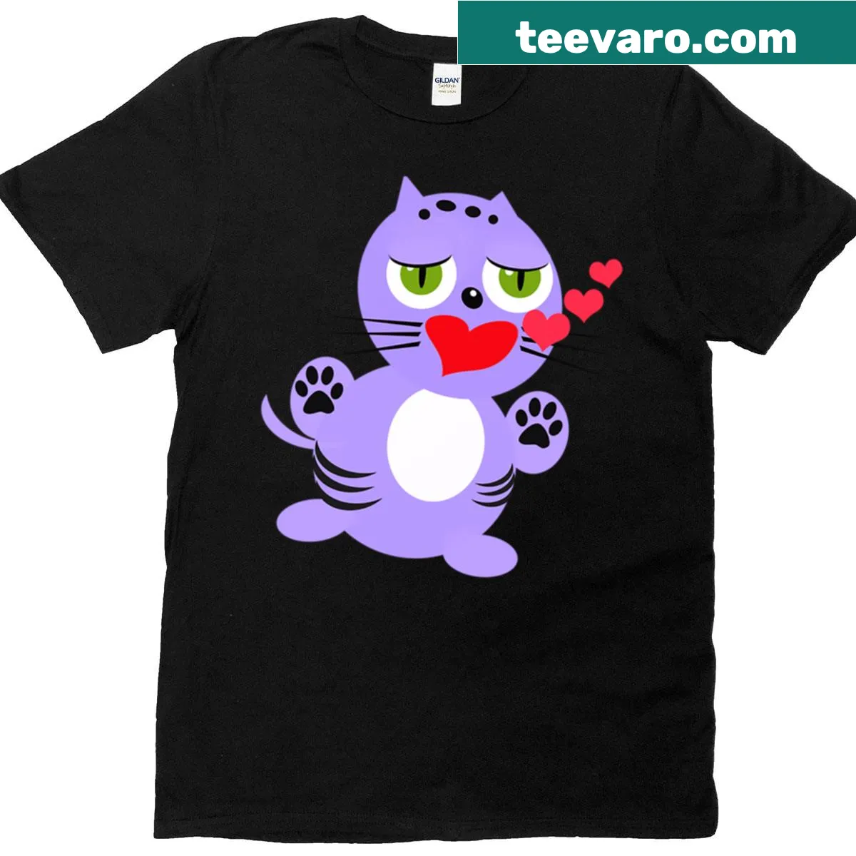 Cute design featuring a kitty within a heart shape — on a men's t-shirt