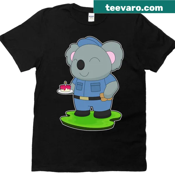 Cute koala birthday police illustration on a t-shirt