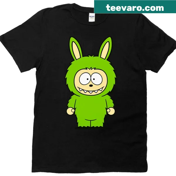 Labubu character in South Park style on t-shirt