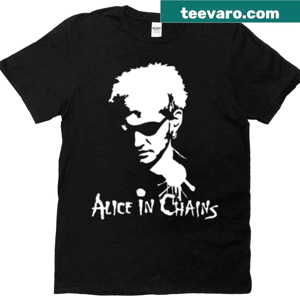 Portrait of Layne Staley from Alice In Chains on a T-shirt. — on a men's t-shirt