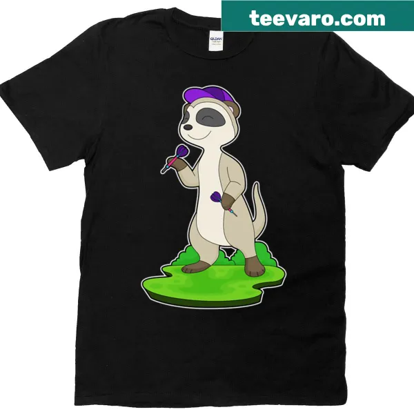 Meerkat holding a dart in a fun graphic on t-shirt