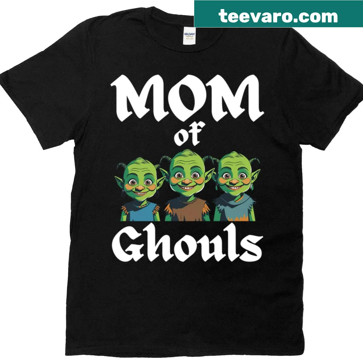 Funny 'Mom Of Ghouls' Halloween graphic on t-shirt — on a men's t-shirt