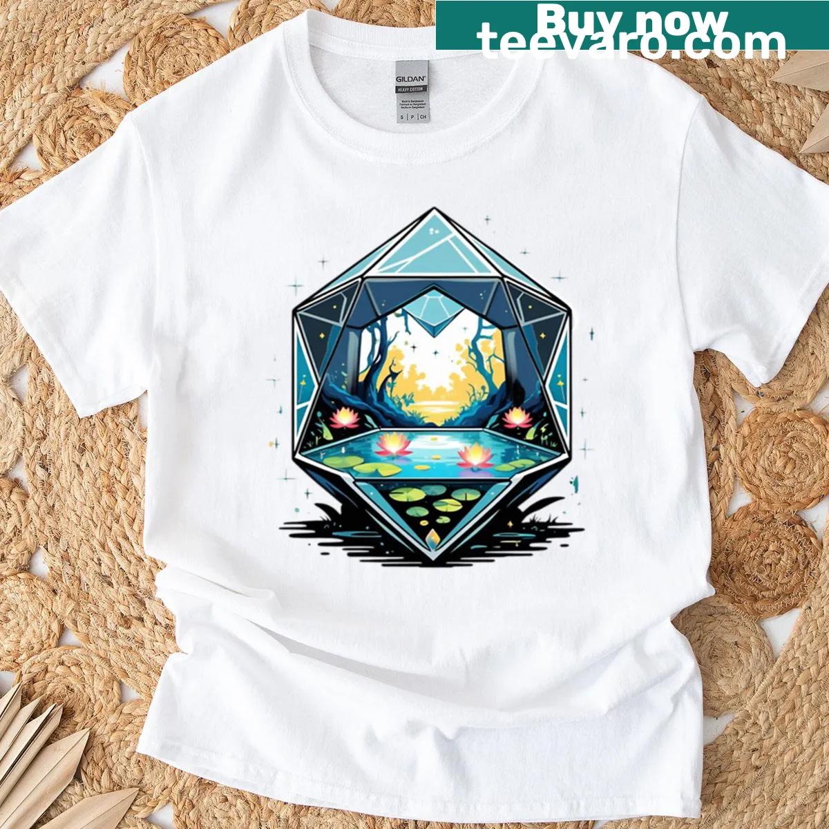 Playful monk dice graphic design on a t-shirt — on a men's t-shirt