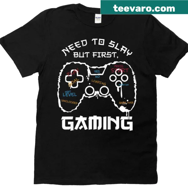 Vintage-style gamer t-shirt with a funny saying about gaming.