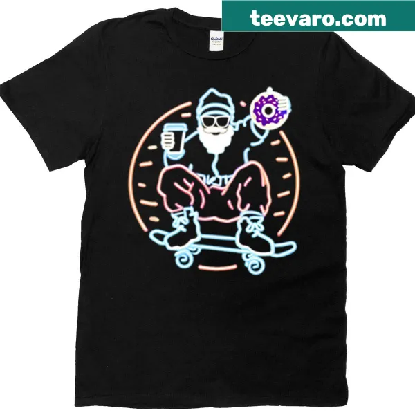 Neon illustrated Santa Claus T-shirt for Christmas