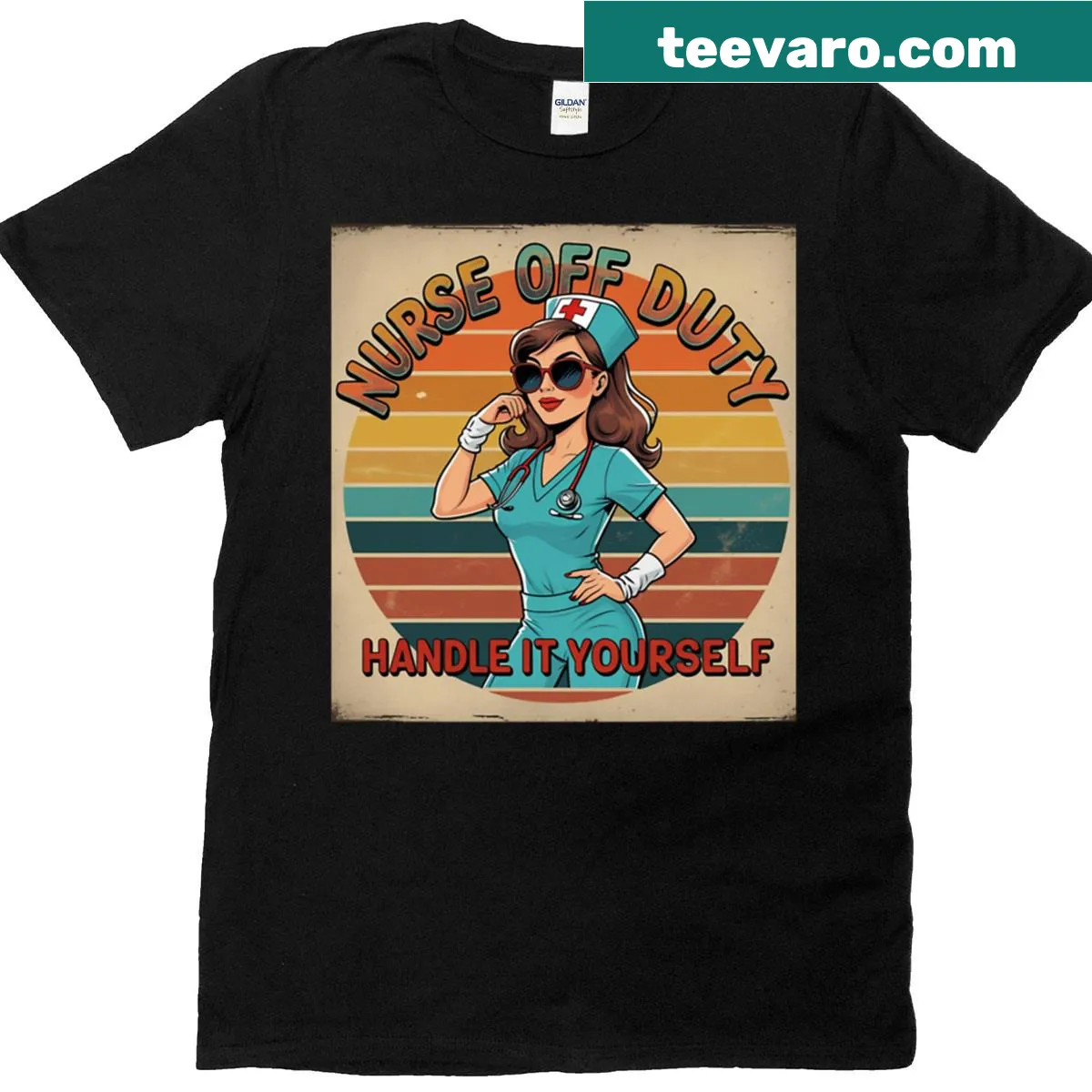 Nurse Off-duty T-shirt featuring a playful phrase — on a men's t-shirt