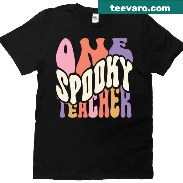 Cartoon spooky teacher design on Halloween T-shirt