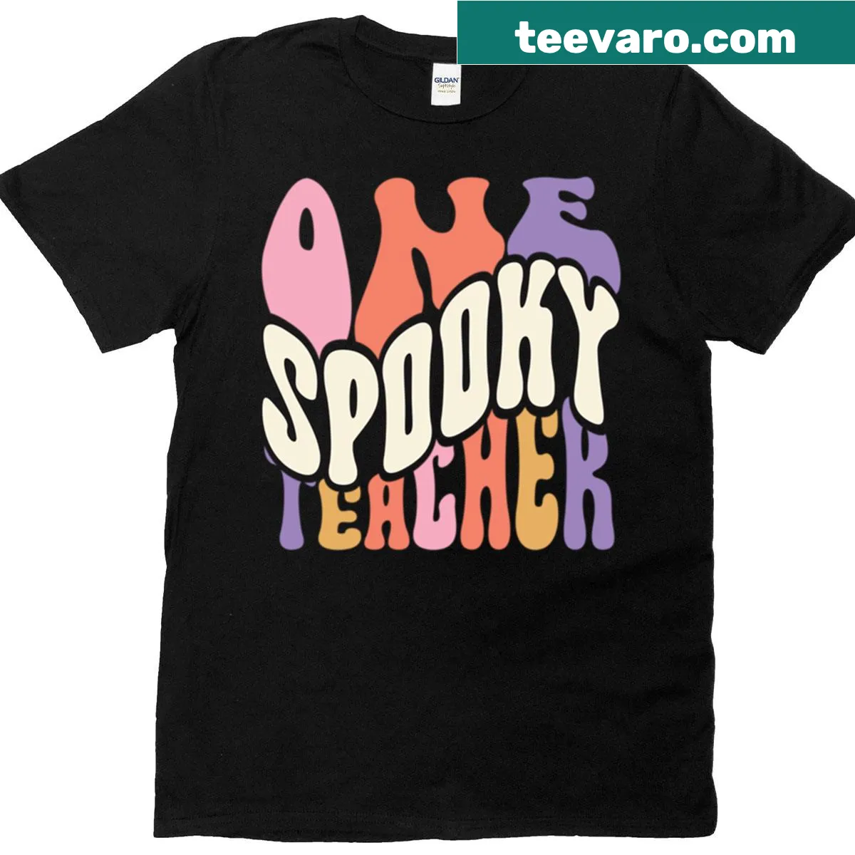 Cartoon spooky teacher design on Halloween T-shirt — on a men's t-shirt