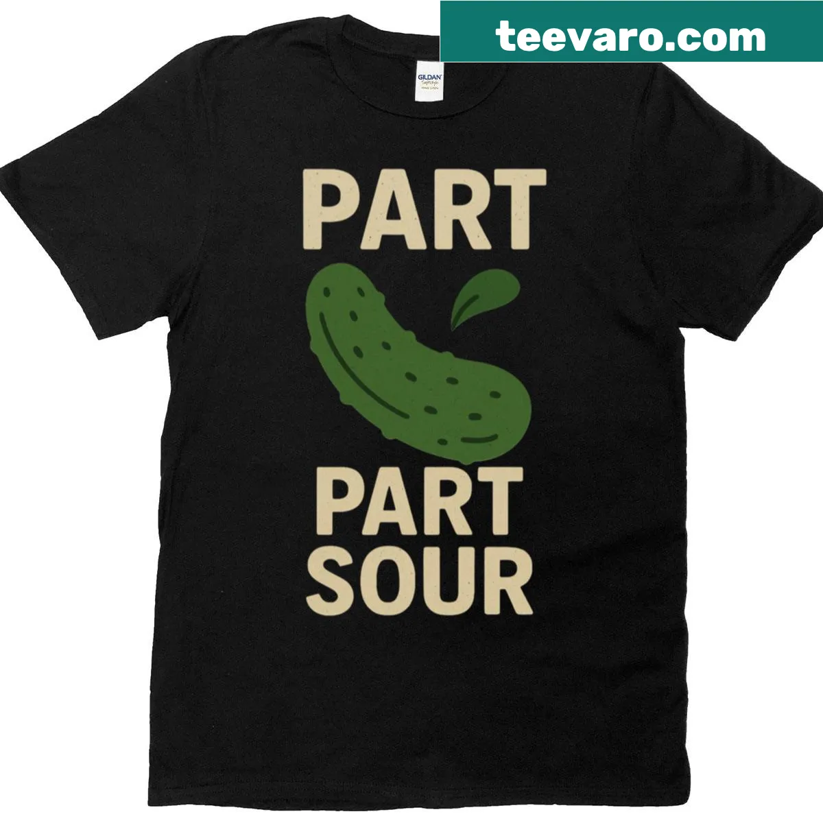 Funny oversized pickle lover design with smiling pickles and playful text. — on a men's t-shirt