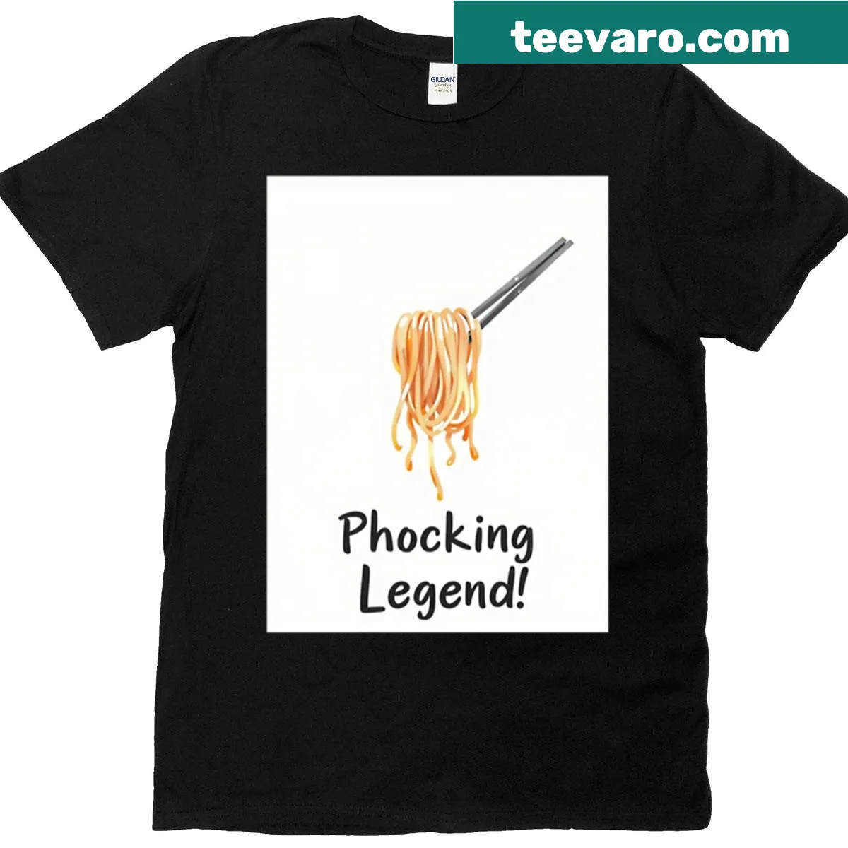 Kawaii meme t-shirt featuring 'Phocking Legend' text and pho illustrations — on a men's t-shirt
