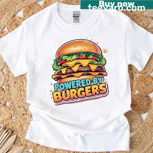 Vector art t-shirt with a humorous burger design and playful text