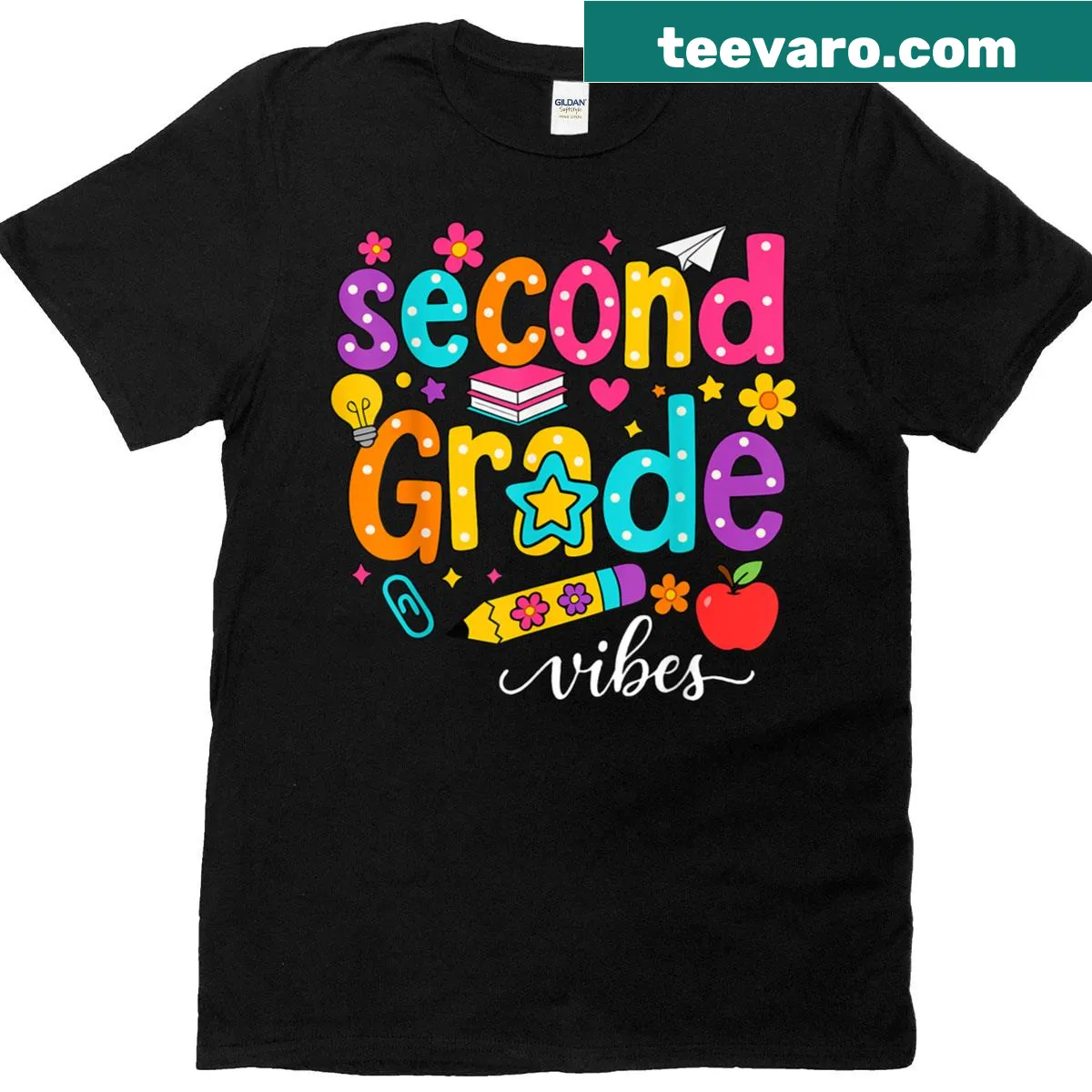 Second grade vibes graphic T-shirt for kids — on a men's t-shirt