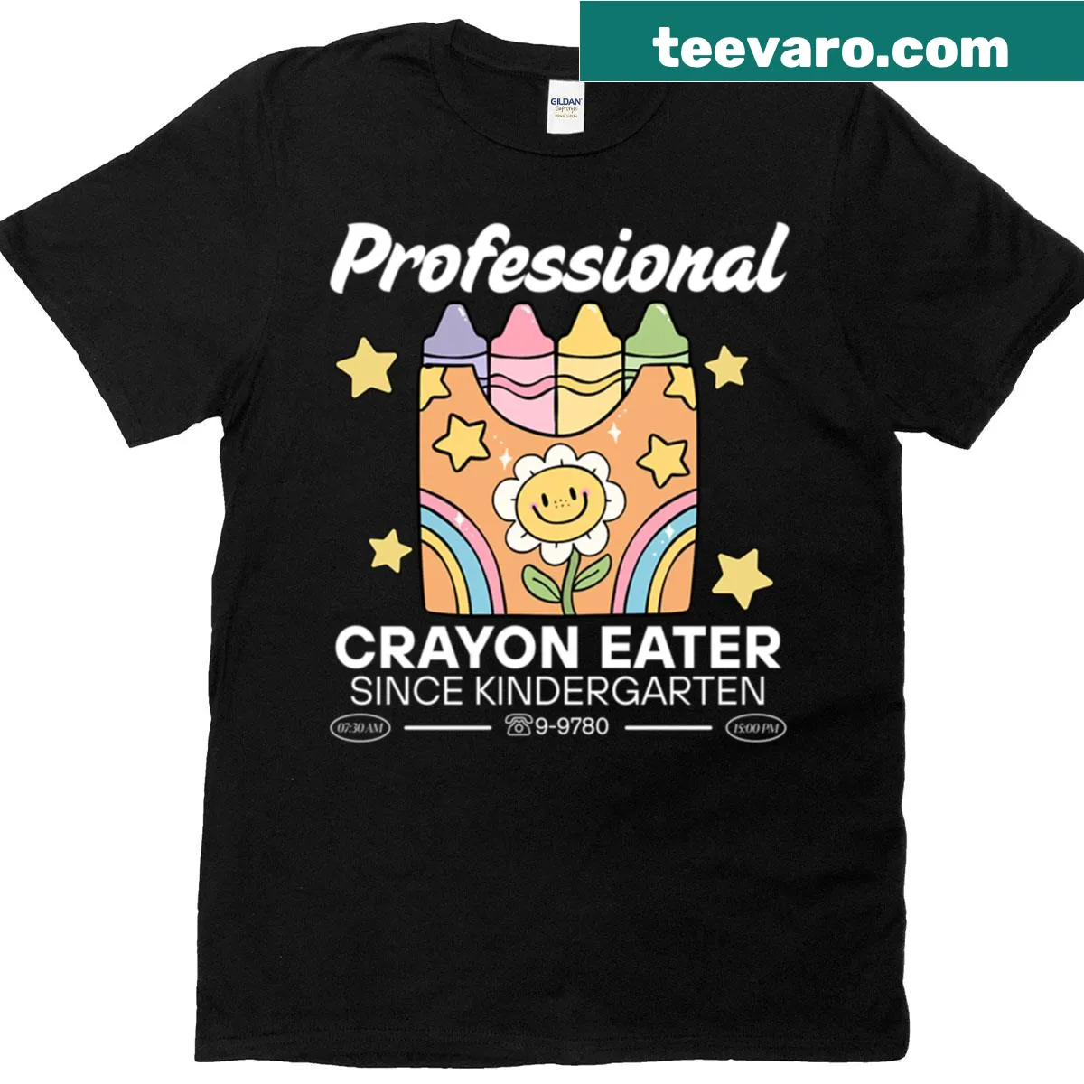 T-shirt with text 'Professional Crayon Eater' in playful typography — on a men's t-shirt