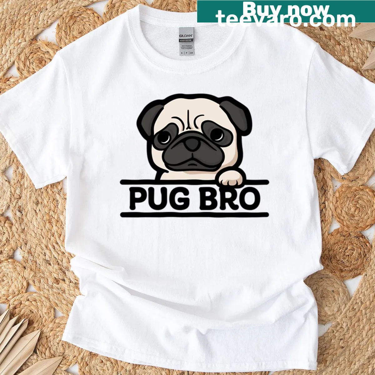 Funny pug lover t-shirt with cute graphic — on a men's t-shirt