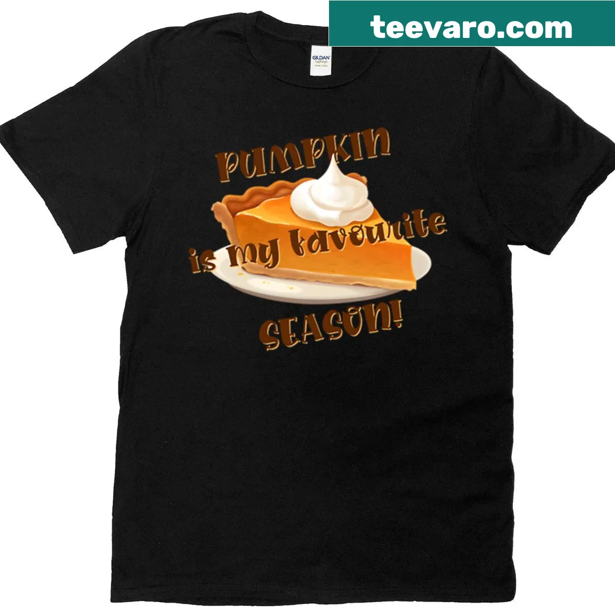 T-shirt with text 'Pumpkin Is My Favourite Season' in charming typography — on a men's t-shirt