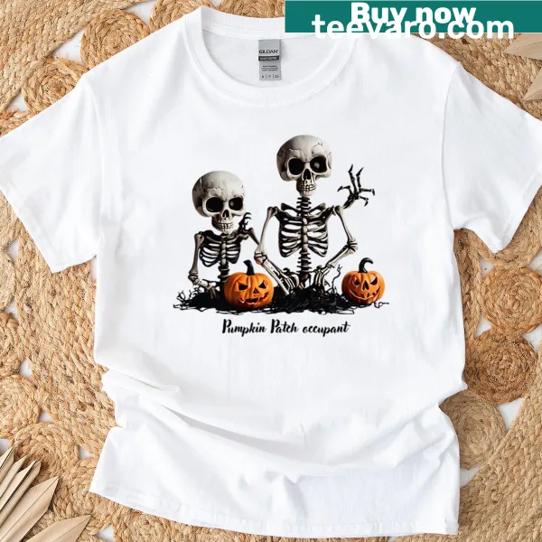 Illustration of a cozy pumpkin patch on a T-shirt