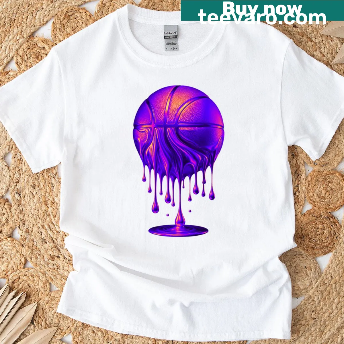 Basketball design with drip effect on an oversized T-shirt — on a men's t-shirt