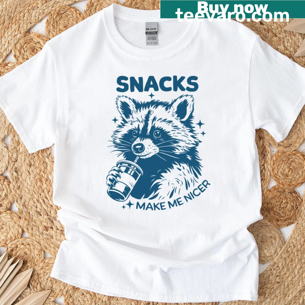 Vintage raccoon t-shirt with funny food quote — on a men's t-shirt