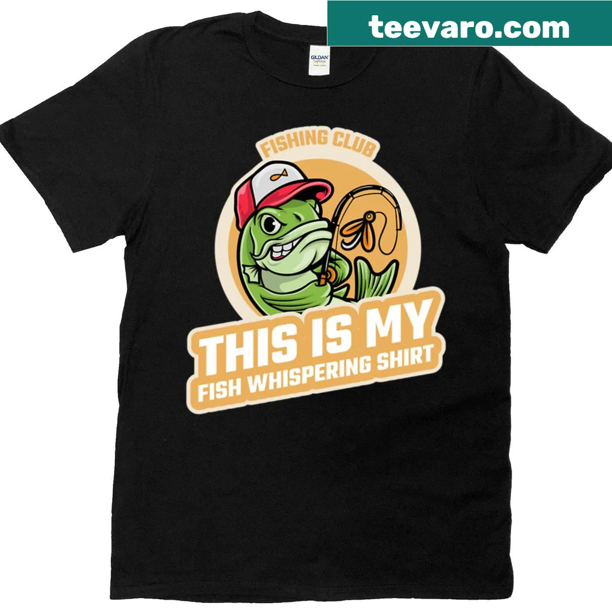 Funny fishing-themed oversized t-shirt with humorous text — on a men's t-shirt