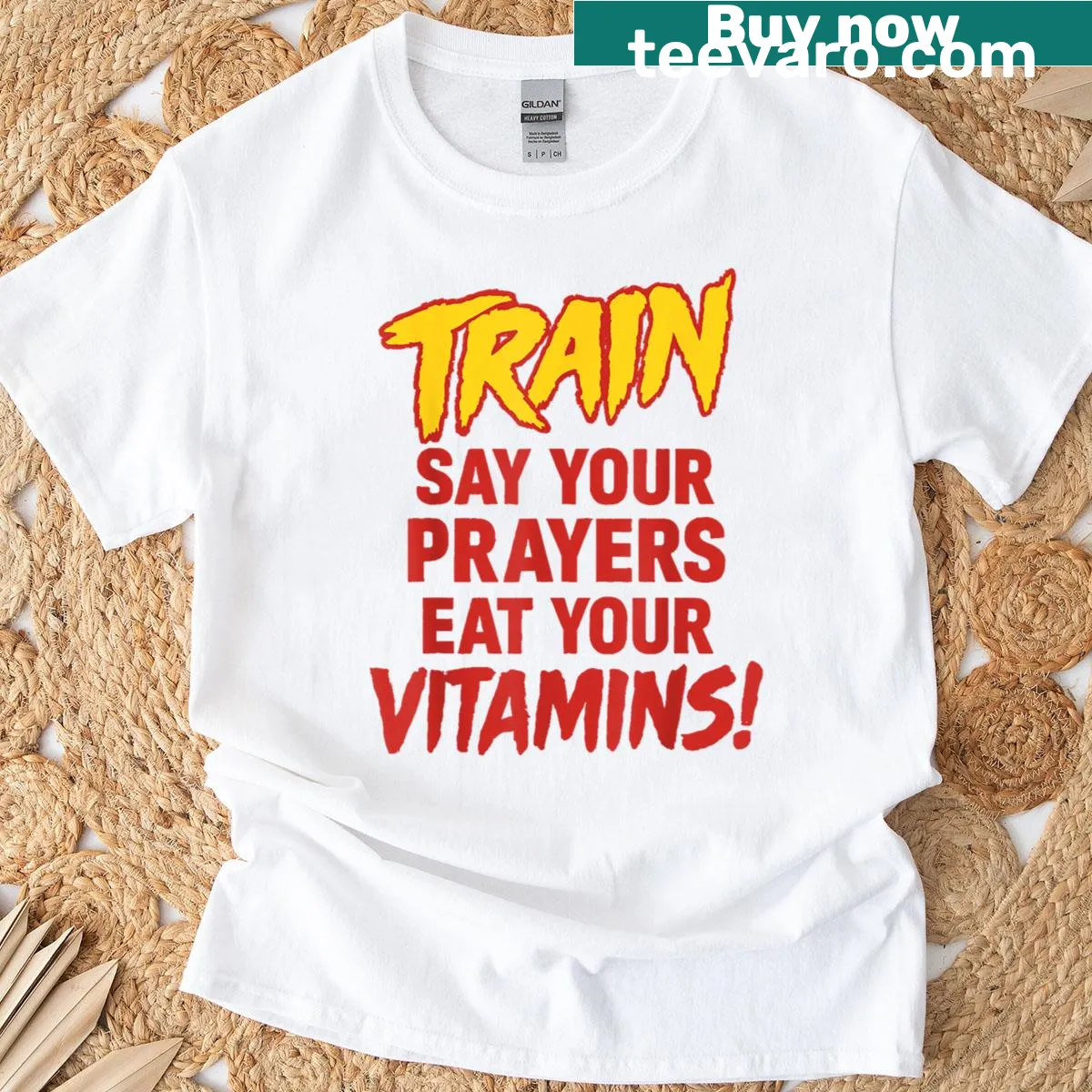 Motivational fitness graphic tee with a message about training and self-care — on a men's t-shirt