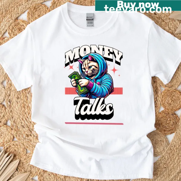 Hip hop cat graphic t-shirt with playful design