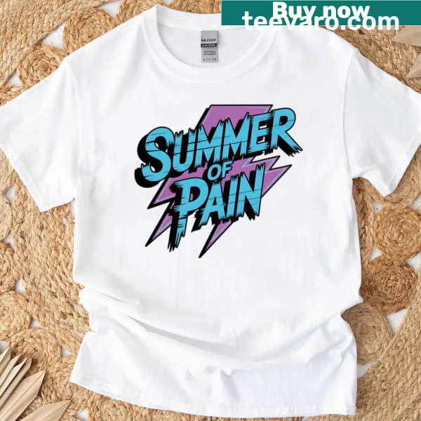 Retro 80s oversized t-shirt with neon lightning graphic