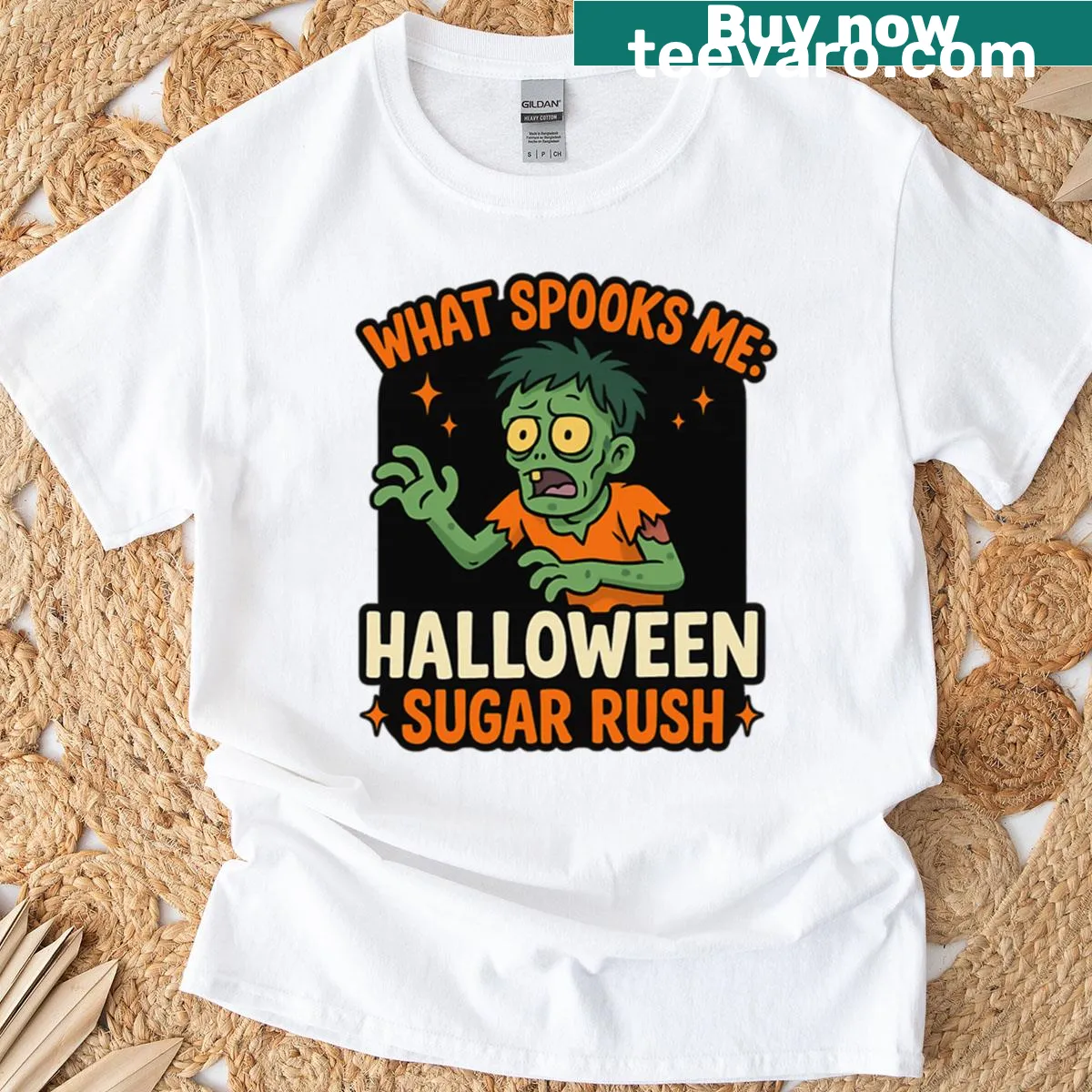 Oversized t-shirt for teachers with zombie graphic for Halloween — on a men's t-shirt