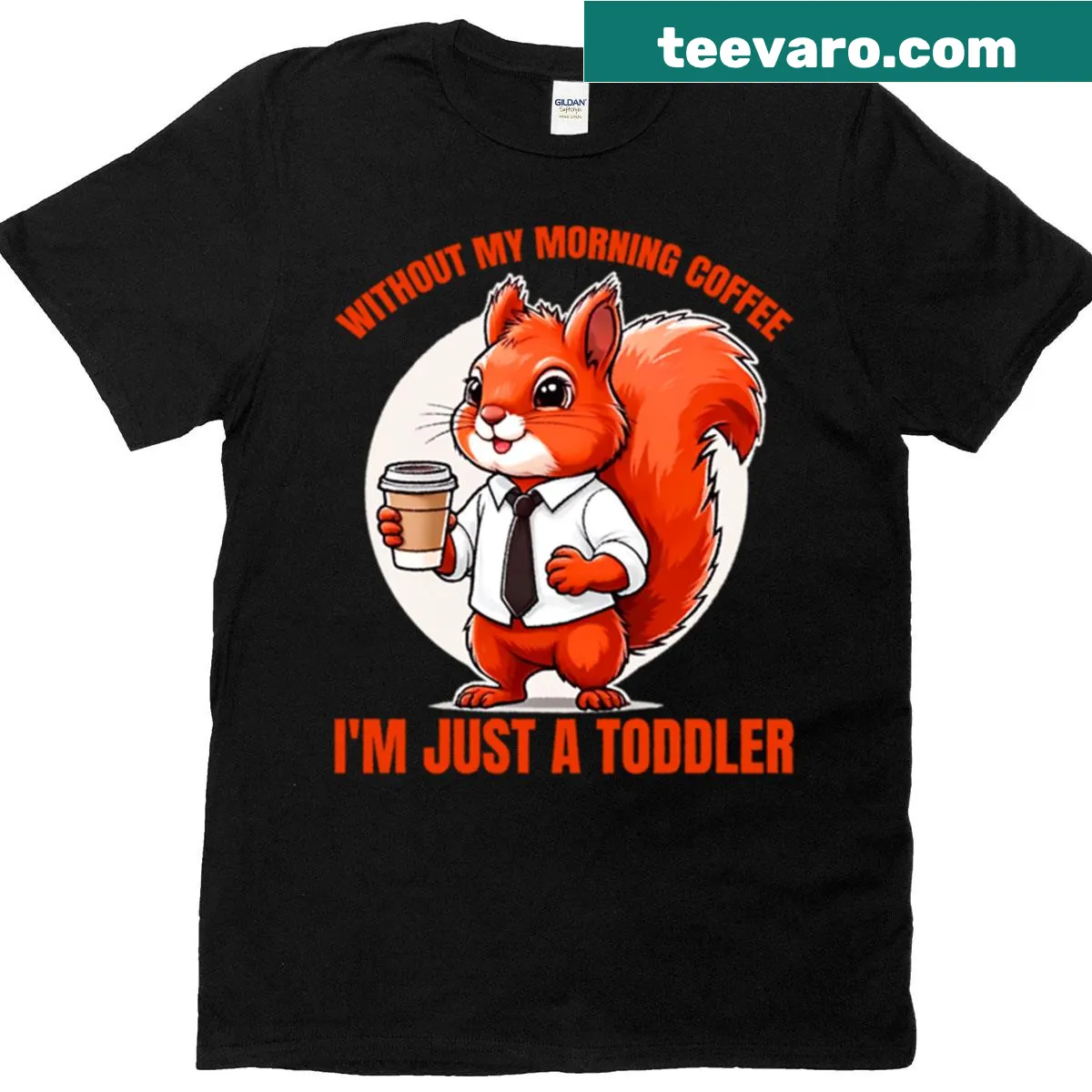 T-shirt with humorous text about coffee dependency — on a men's t-shirt