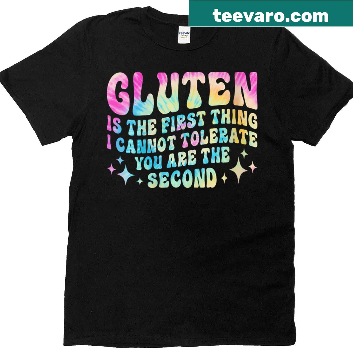 Funny gluten intolerance t-shirt with humorous text — on a men's t-shirt