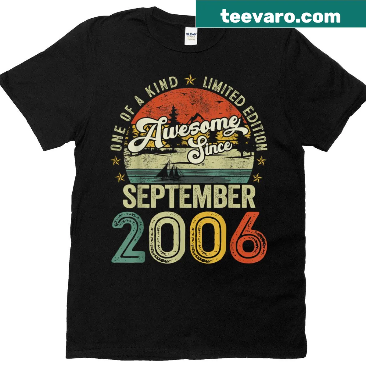 Vintage-style T-shirt for a 19th birthday, featuring September 2006. — on a men's t-shirt