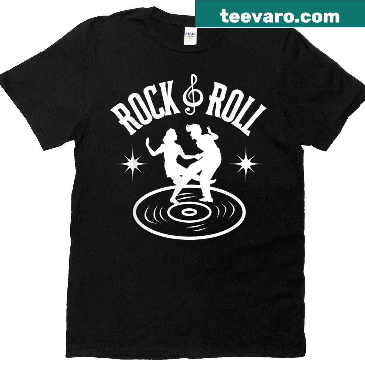Vintage 1950s rockabilly-themed graphic t-shirt — on a men's t-shirt
