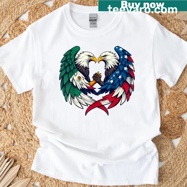 Vintage t-shirt featuring America and Mexico flags