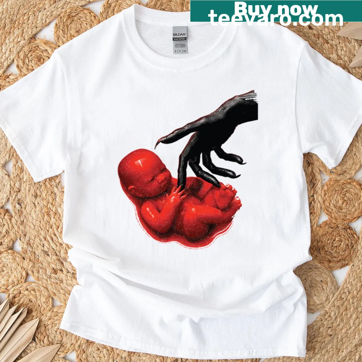 T-shirt inspired by American Horror Story with iconic spooky imagery — on a men's t-shirt