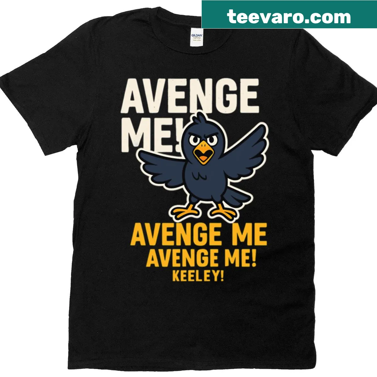 Quote t-shirt featuring an angry raven and bold text — on a men's t-shirt