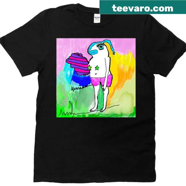 Illustration of a beach creature on a candy planet t-shirt
