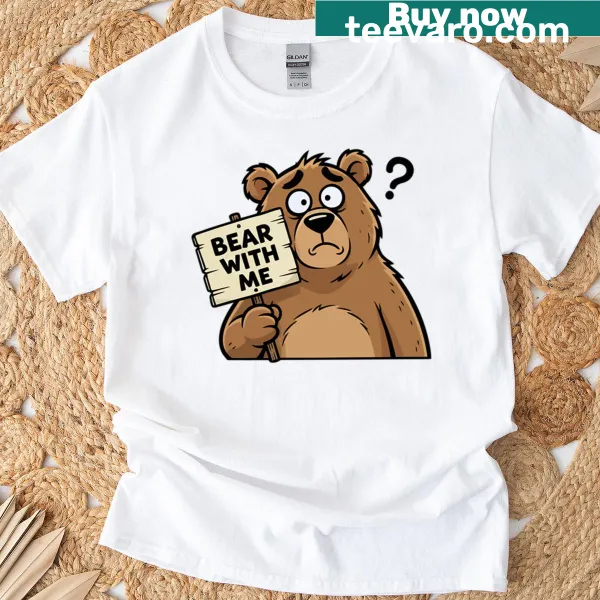 Oversized T-shirt with a cute bear illustration and text